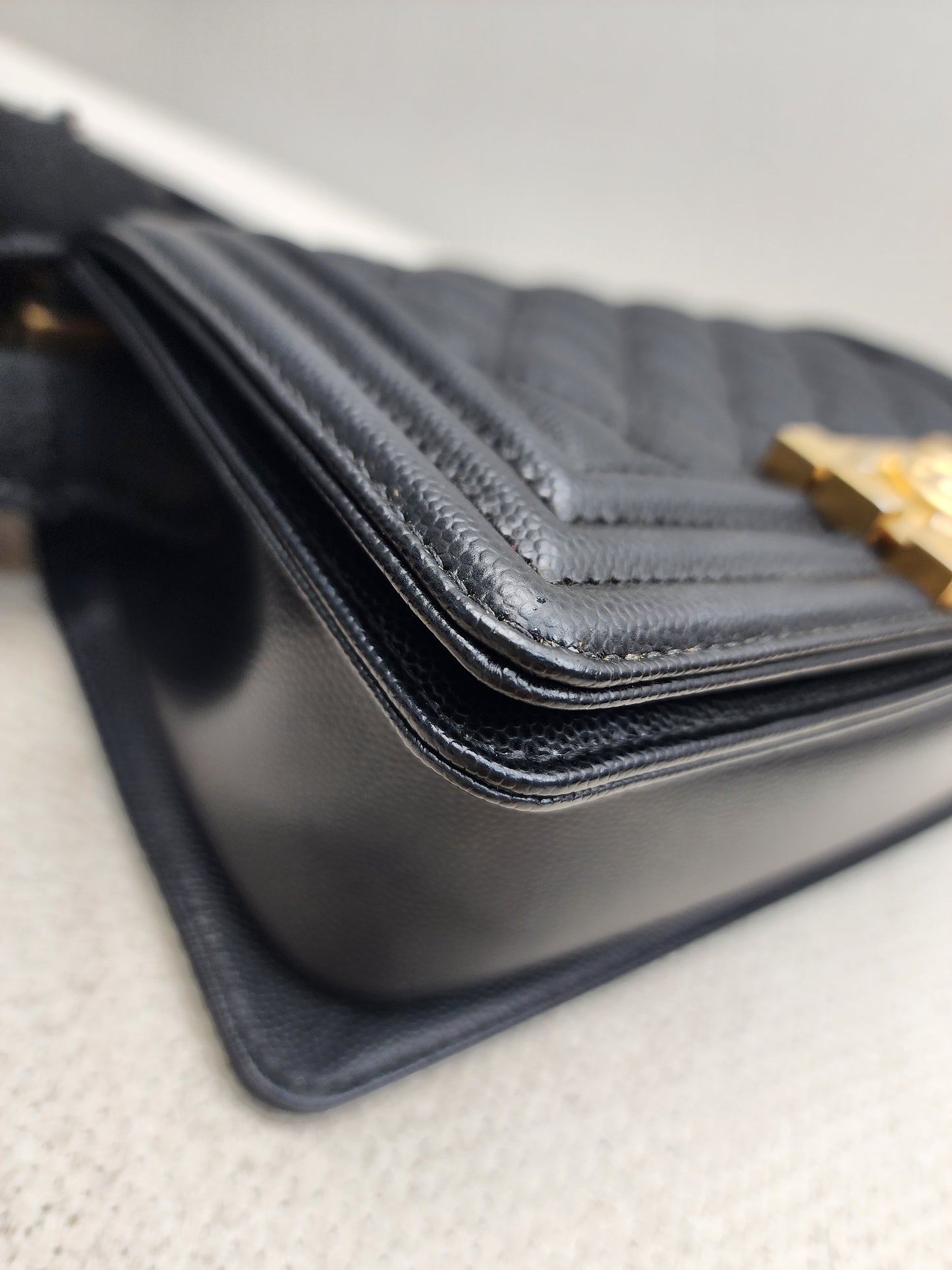 Chanel Black Caviar Small Boy (GHW)