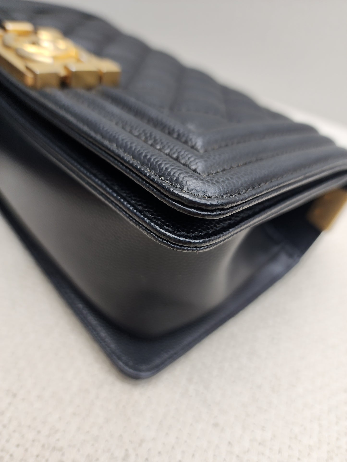 Chanel Black Caviar Small Boy (GHW)