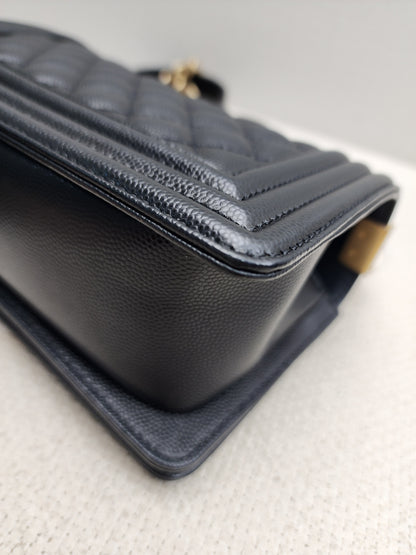 Chanel Black Caviar Small Boy (GHW)