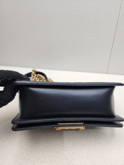 Chanel Black Caviar Small Boy (GHW)