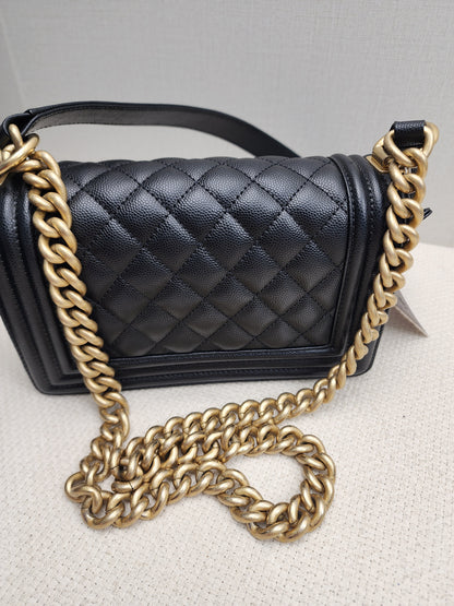 Chanel Black Caviar Small Boy (GHW)