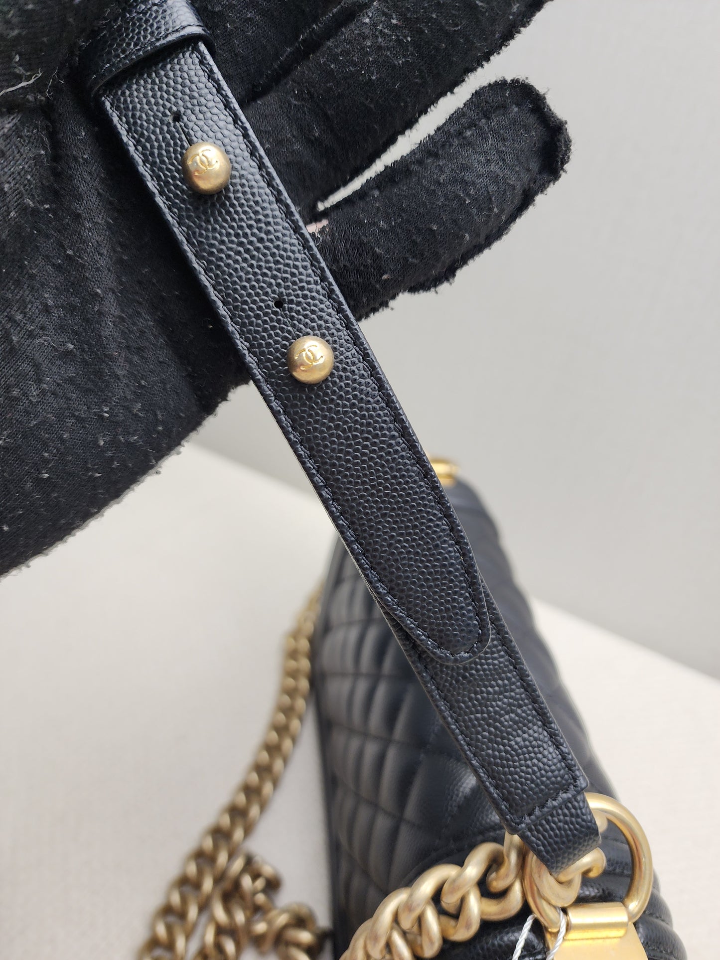 Chanel Black Caviar Small Boy (GHW)