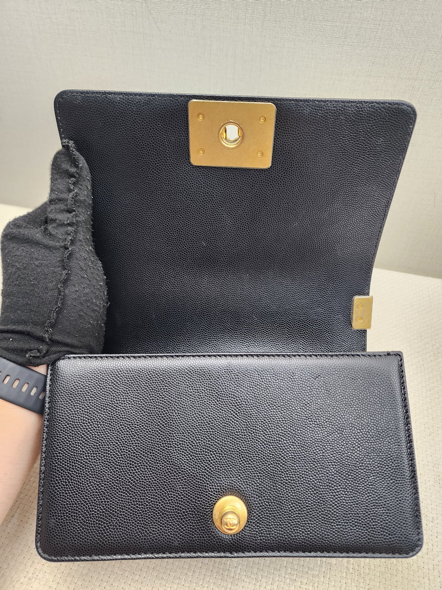 Chanel Black Caviar Small Boy (GHW)
