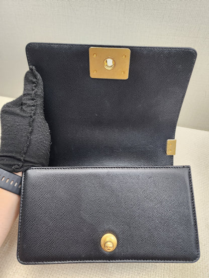 Chanel Black Caviar Small Boy (GHW)