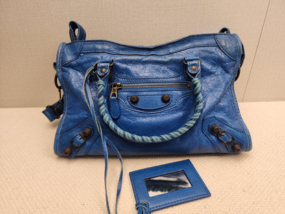 Balenciaga Blue Agneau Small City Bag (RHW)