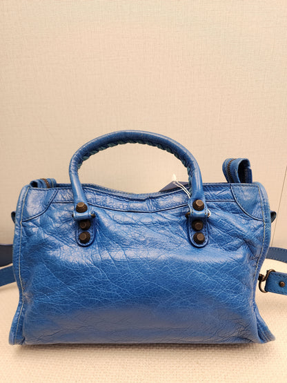 Balenciaga Blue Agneau Small City Bag (RHW)