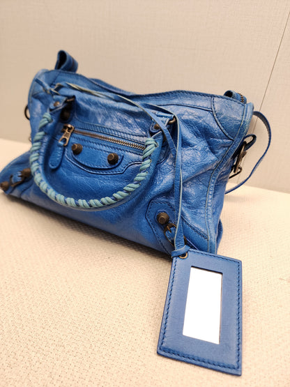 Balenciaga Blue Agneau Small City Bag (RHW)