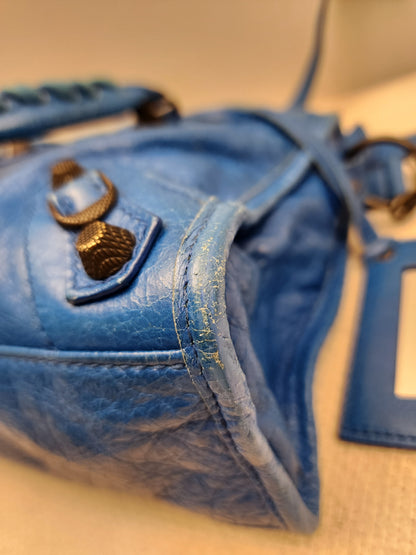 Balenciaga Blue Agneau Small City Bag (RHW)