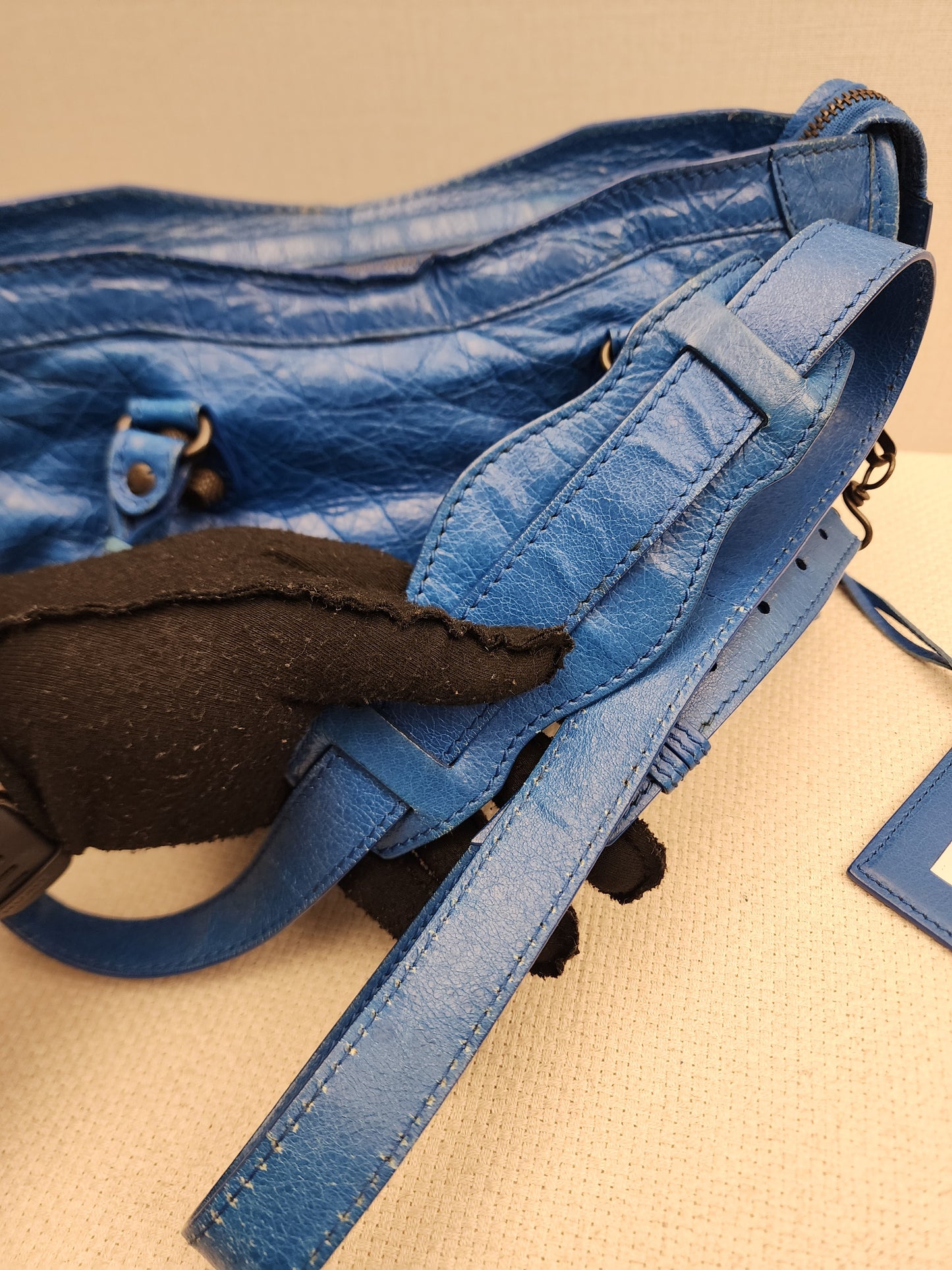 Balenciaga Blue Agneau Small City Bag (RHW)