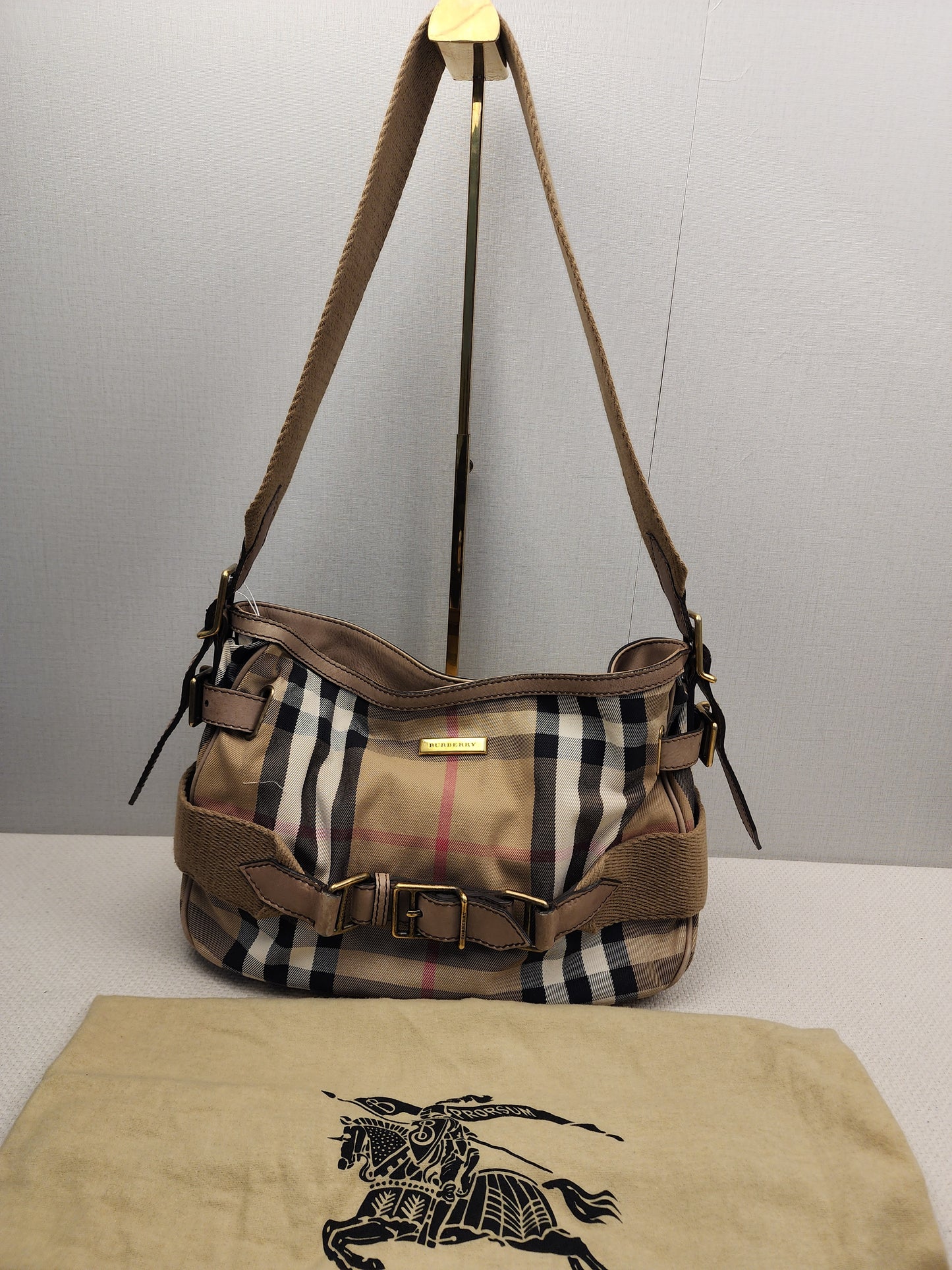 Burberry Brown House Check Parsons Hobo Bag