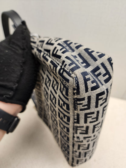 Fendi Navy Canvas Zucchini Mini Shoulder Bag