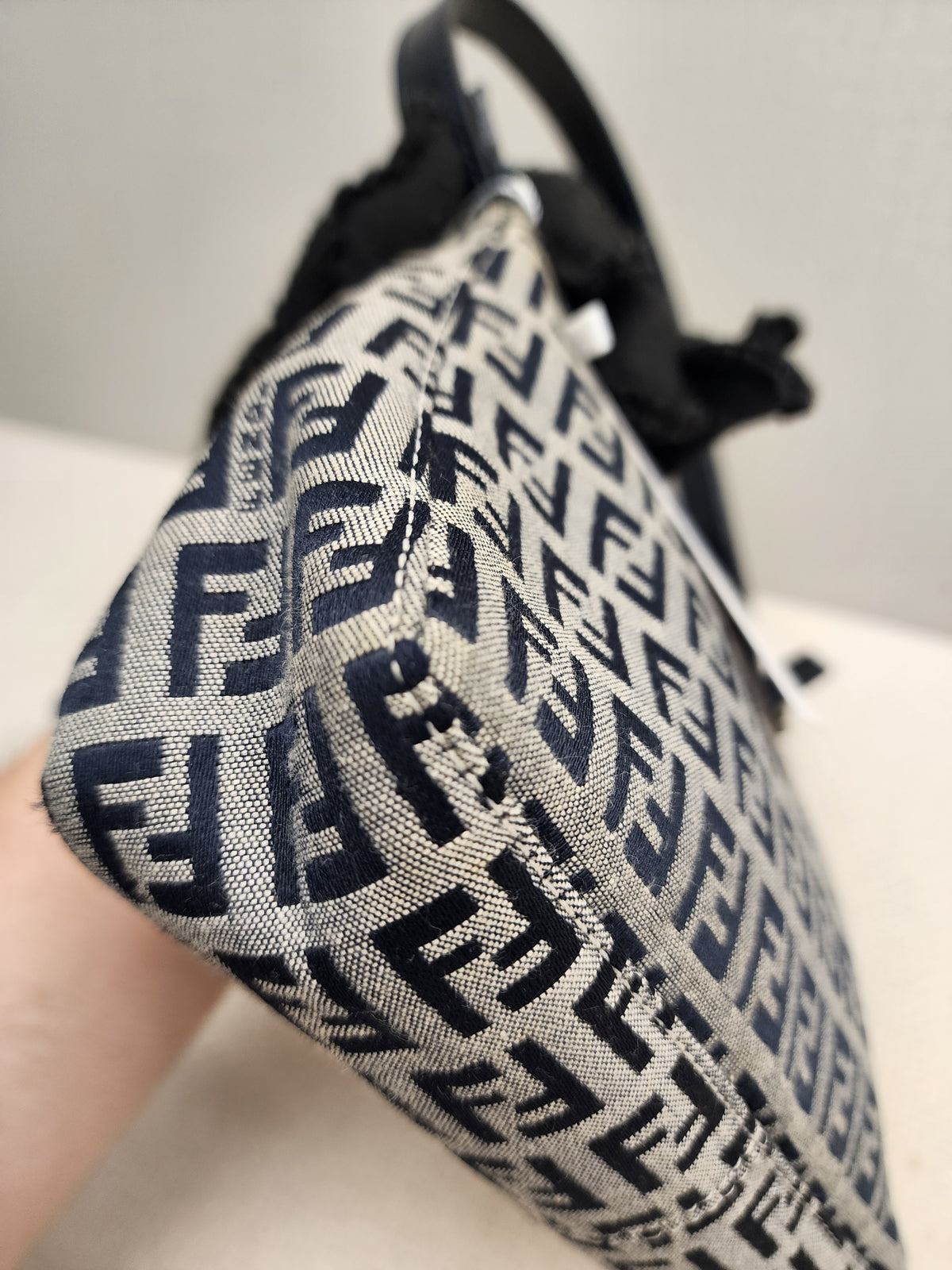 Fendi Navy Canvas Zucchini Mini Shoulder Bag