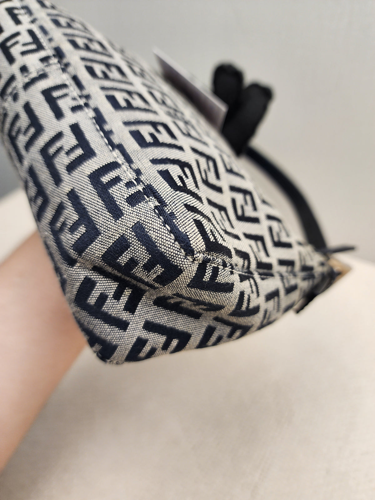 Fendi Navy Canvas Zucchini Mini Shoulder Bag