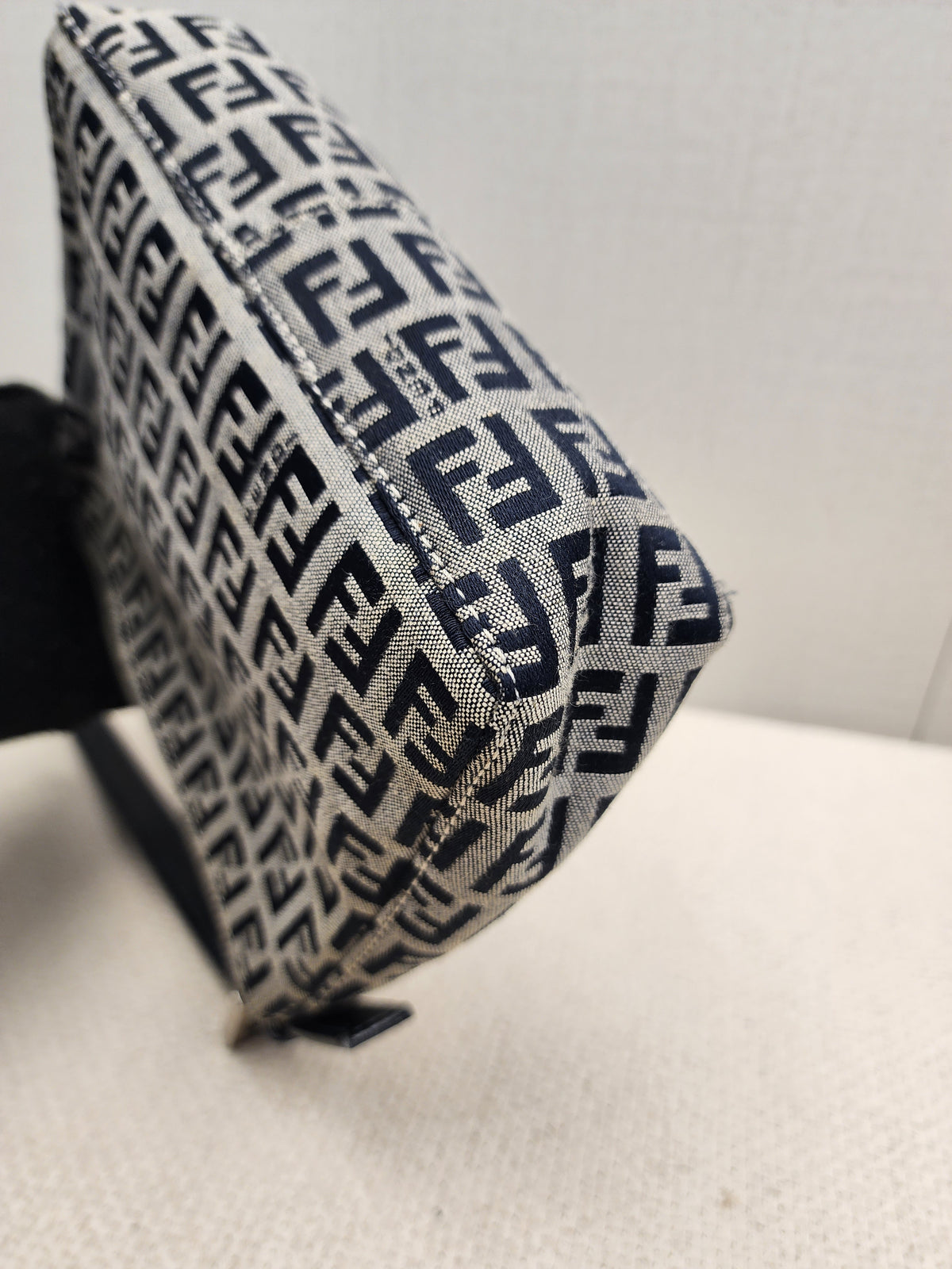 Fendi Navy Canvas Zucchini Mini Shoulder Bag