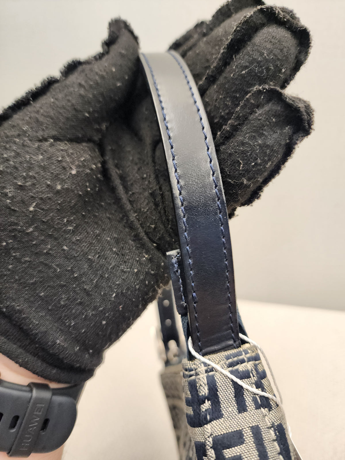 Fendi Navy Canvas Zucchini Mini Shoulder Bag