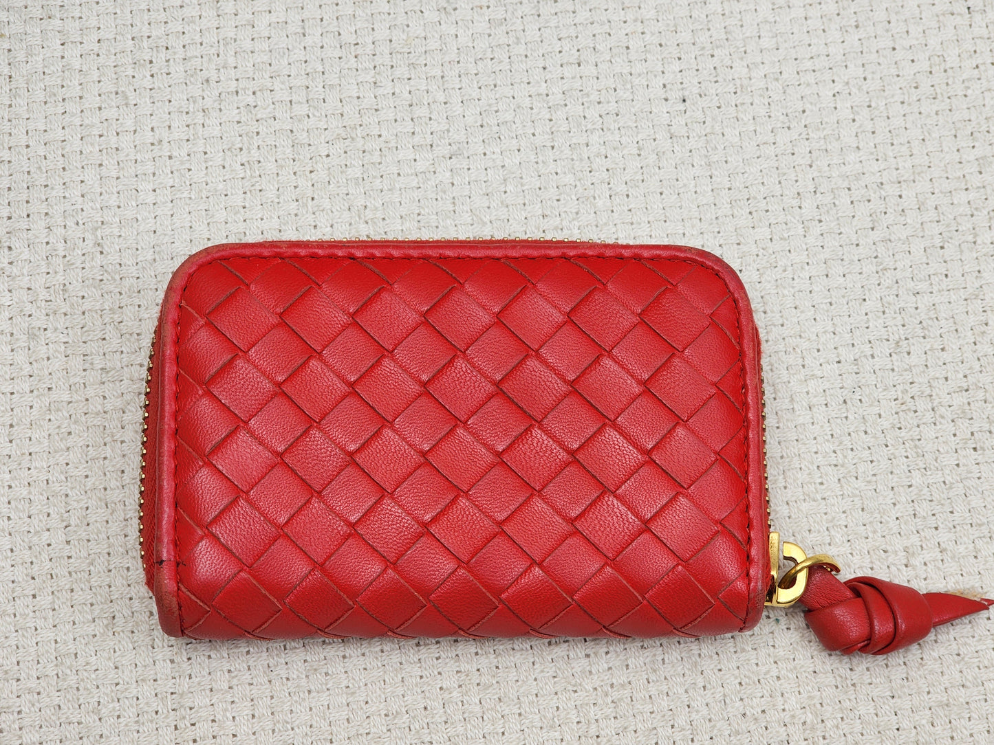 BV Red Intrecciato Ziparound Wallet (GHW)