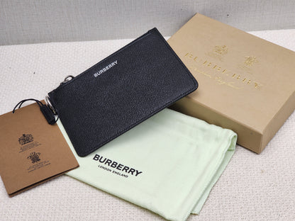 Burberry Black Calfskin Alec Zip Card Holder