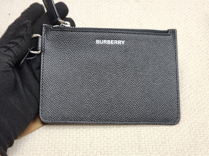 Burberry Black Calfskin Alec Zip Card Holder