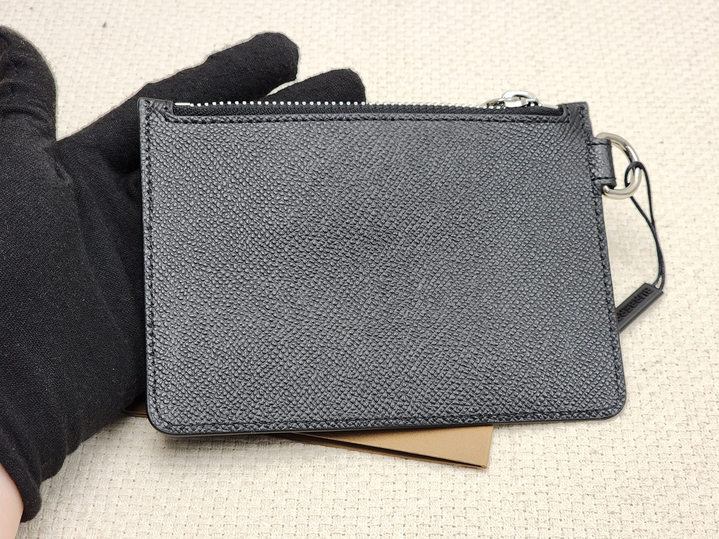 Burberry Black Calfskin Alec Zip Card Holder