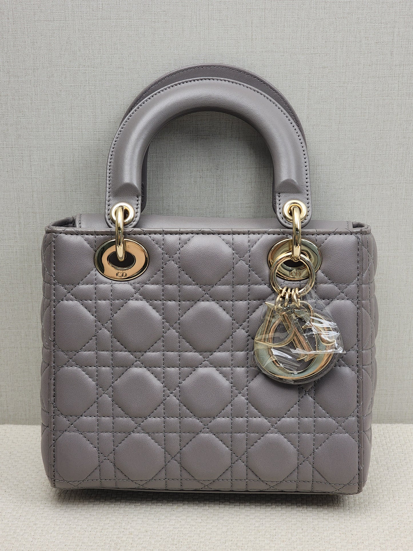 Dior Grey Lambskin Small Lady Dior (GHW)
