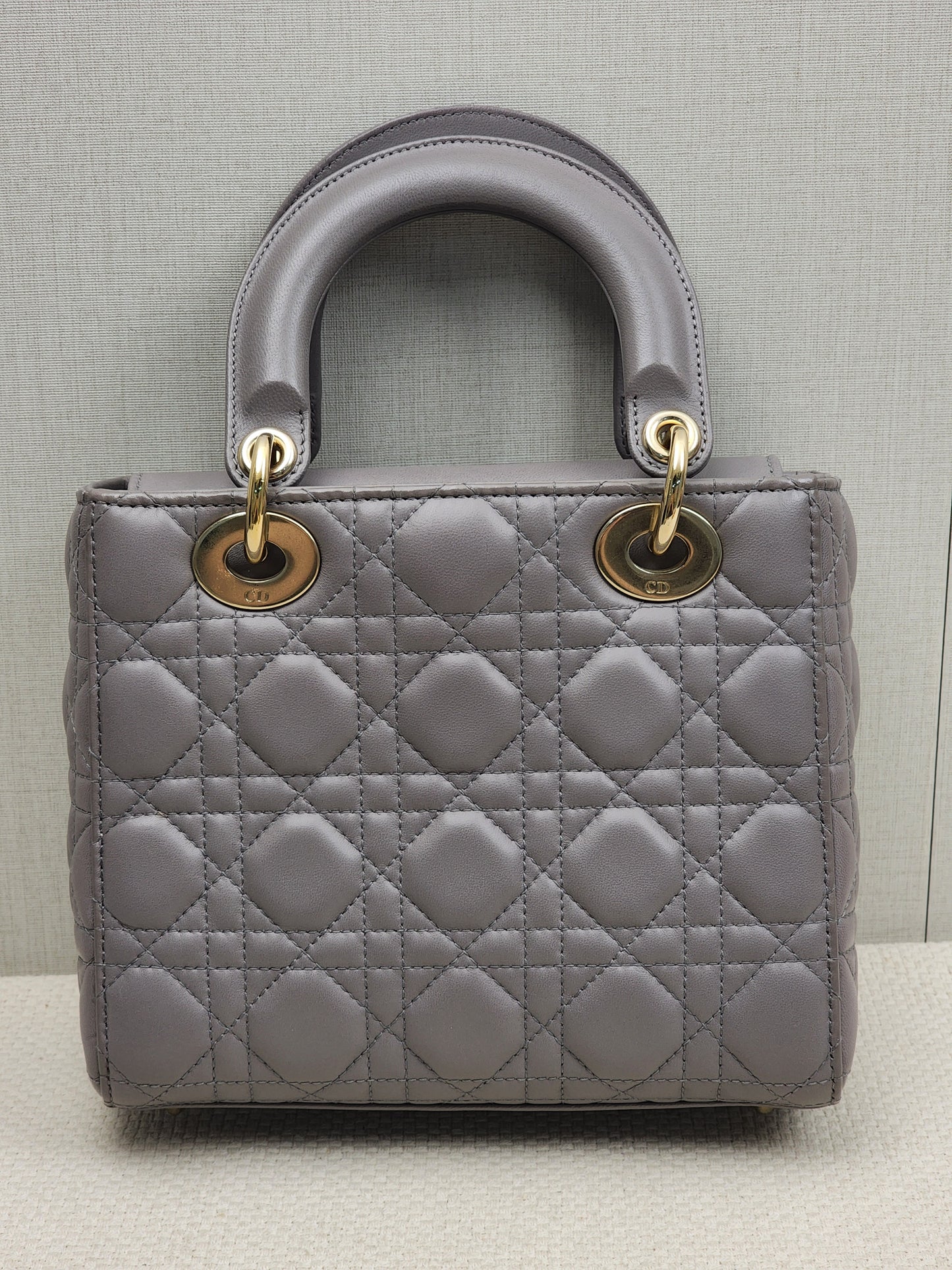 Dior Grey Lambskin Small Lady Dior (GHW)