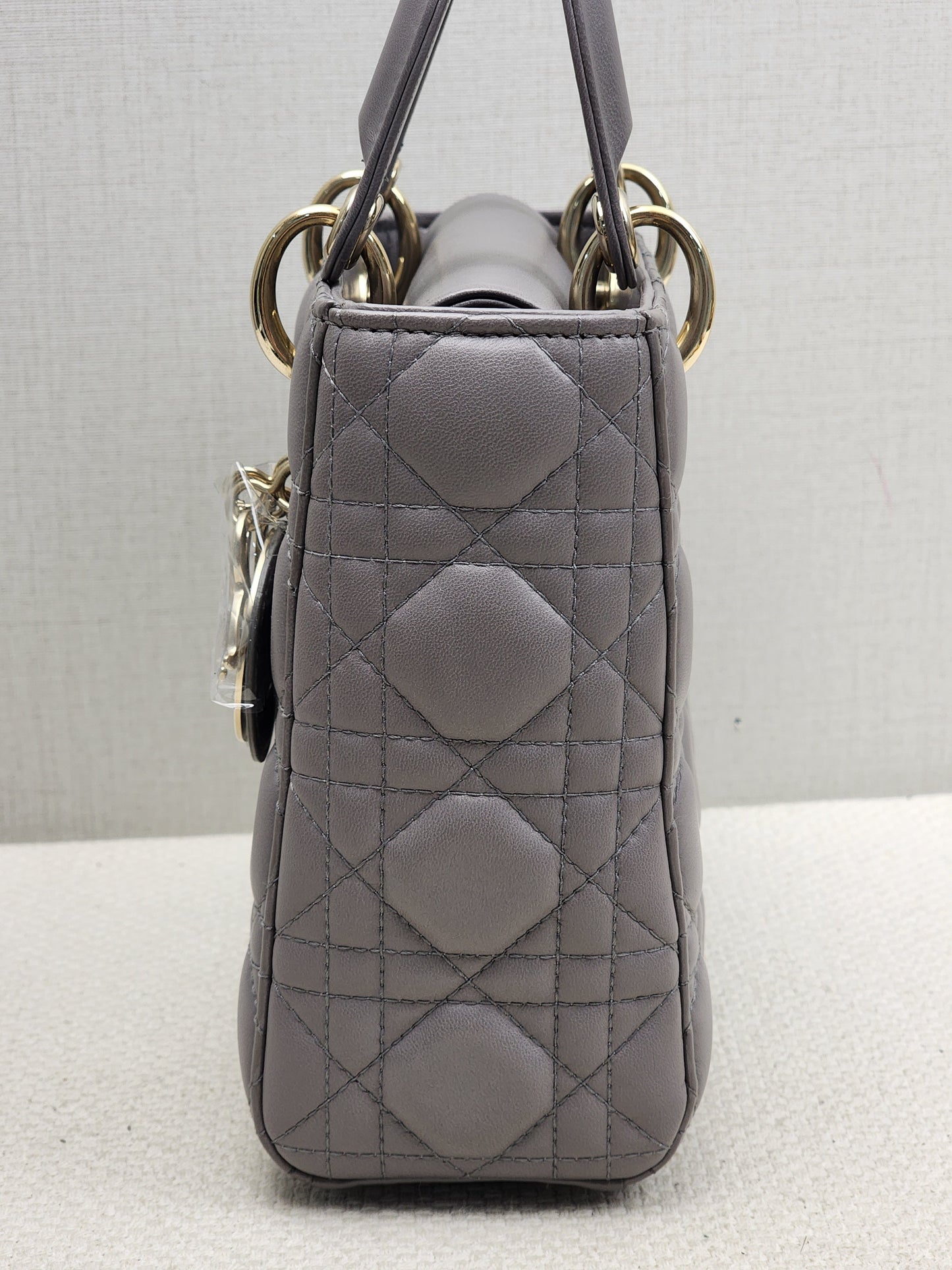 Dior Grey Lambskin Small Lady Dior (GHW)