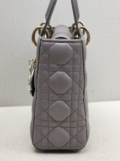 Dior Grey Lambskin Small Lady Dior (GHW)
