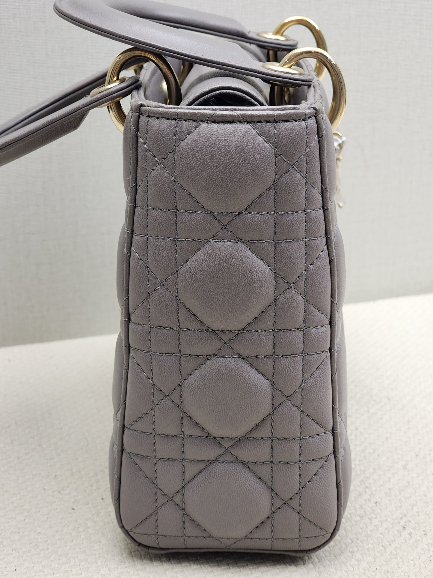 Dior Grey Lambskin Small Lady Dior (GHW)