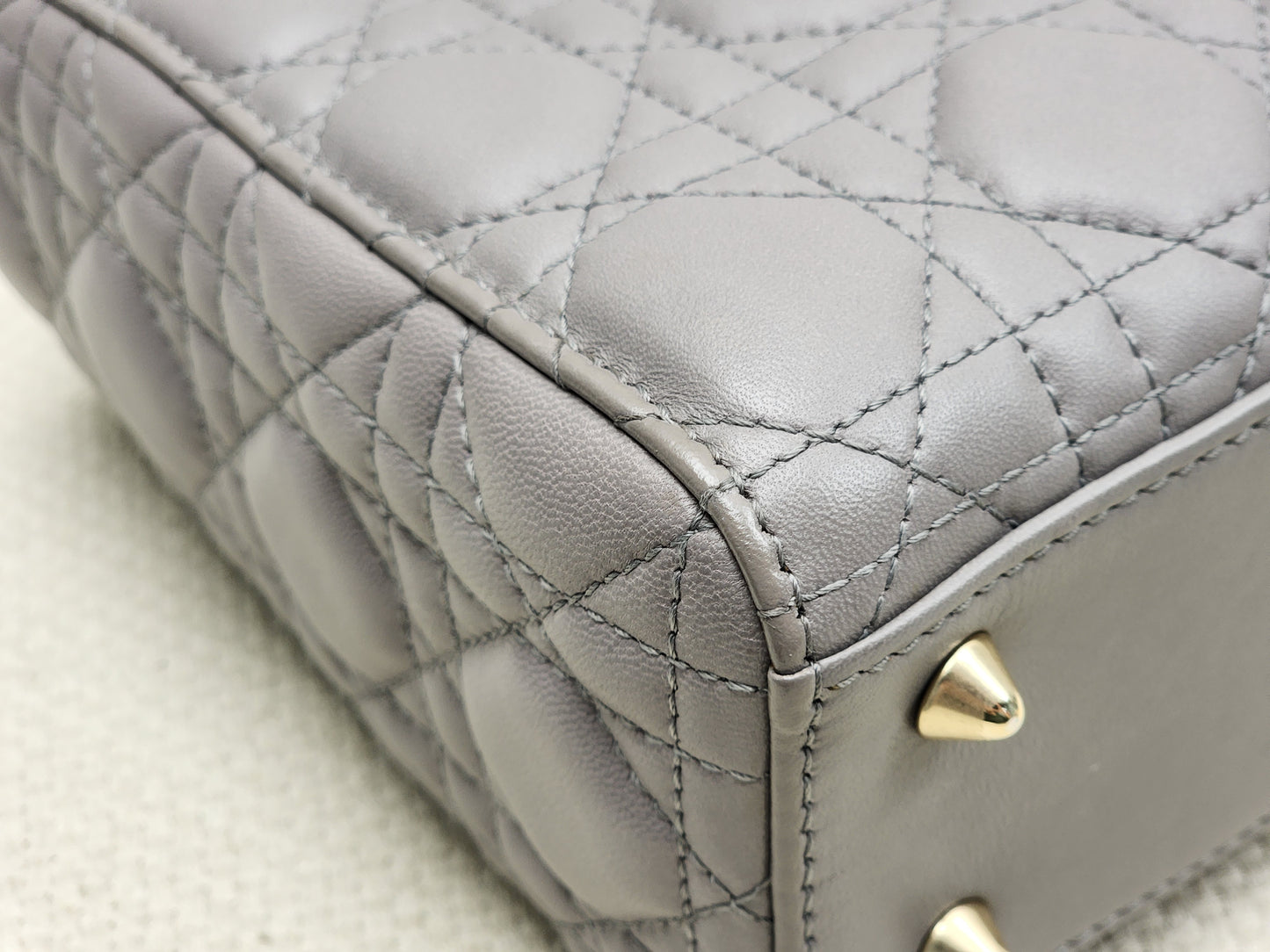 Dior Grey Lambskin Small Lady Dior (GHW)