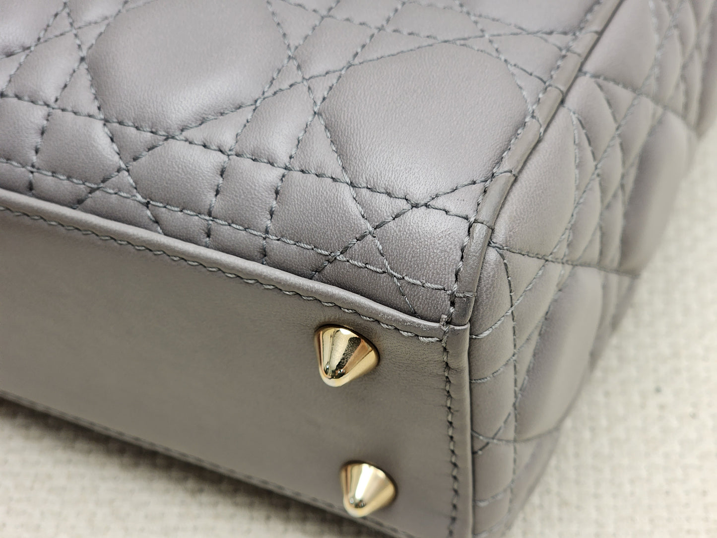 Dior Grey Lambskin Small Lady Dior (GHW)