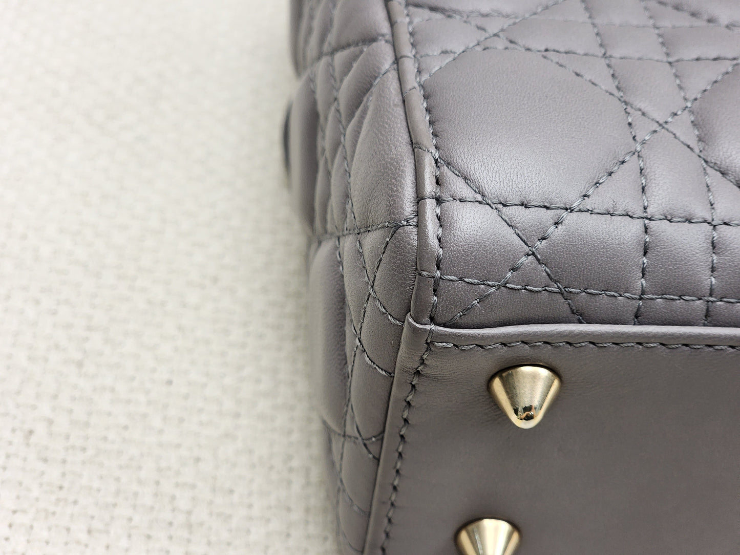 Dior Grey Lambskin Small Lady Dior (GHW)