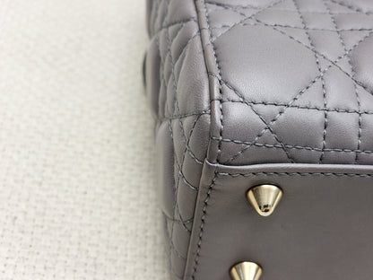 Dior Grey Lambskin Small Lady Dior (GHW)