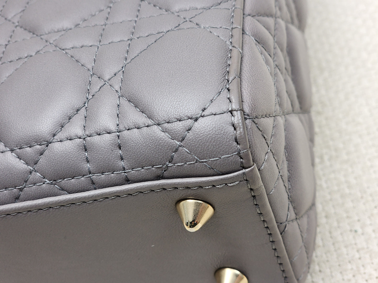Dior Grey Lambskin Small Lady Dior (GHW)