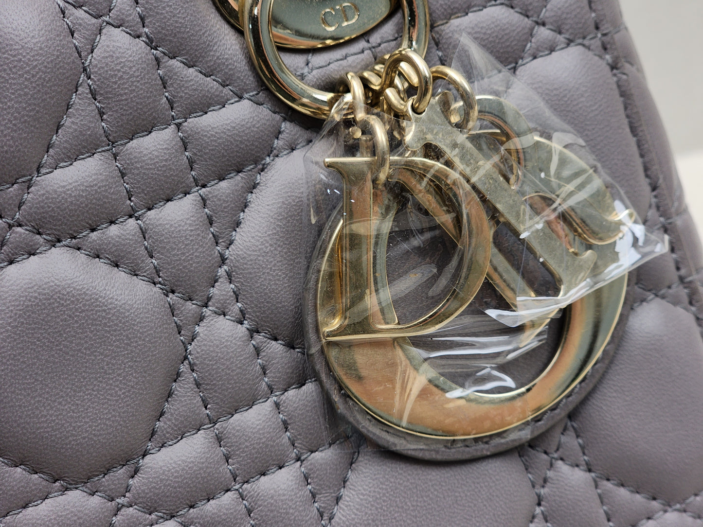 Dior Grey Lambskin Small Lady Dior (GHW)