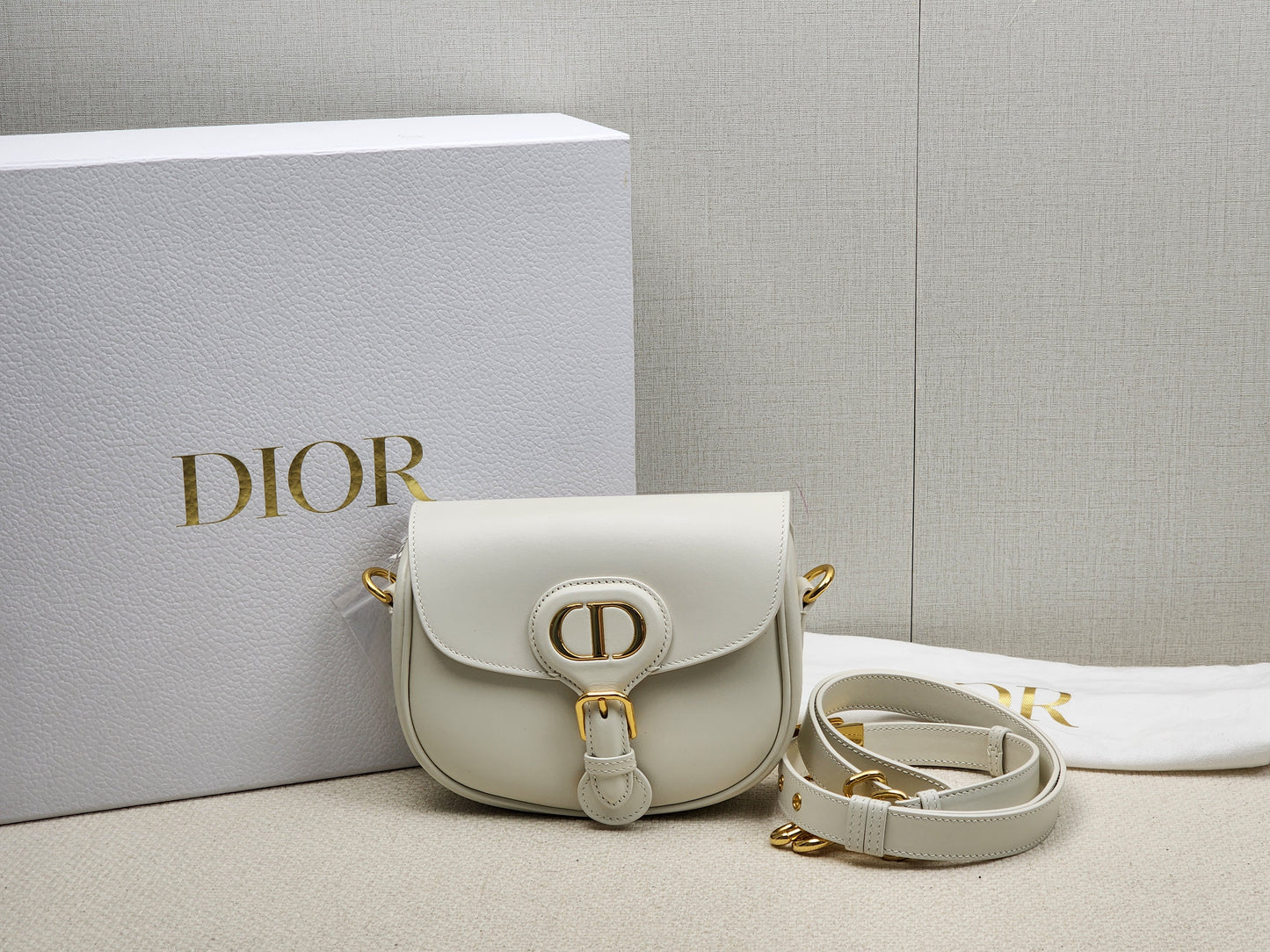 Dior White Calfskin Mini Bobby (GHW)
