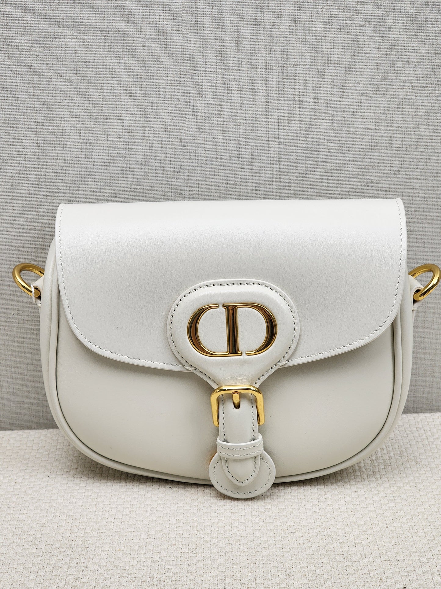 Dior White Calfskin Mini Bobby (GHW)