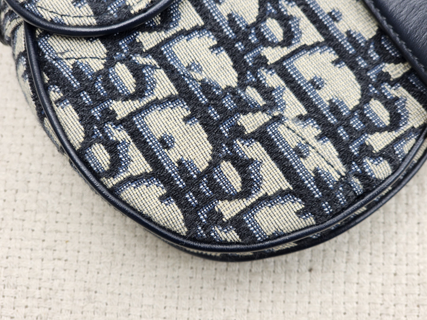 Dior Navy Oblique Mini Saddle with Strap (GHW)