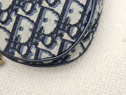 Dior Navy Oblique Mini Saddle with Strap (GHW)