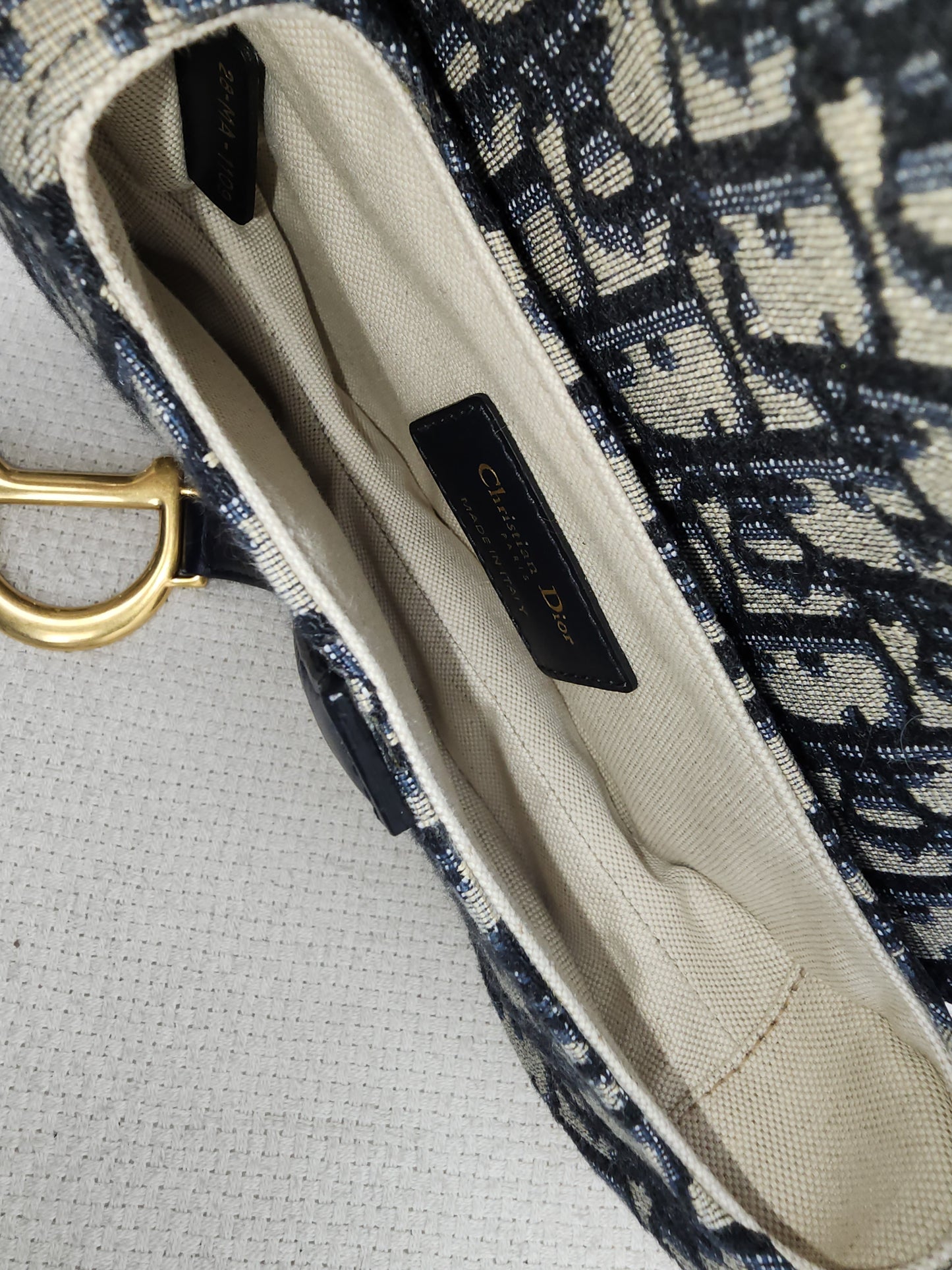 Dior Navy Oblique Mini Saddle with Strap (GHW)