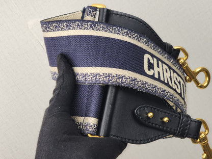 Dior Navy Oblique Mini Saddle with Strap (GHW)