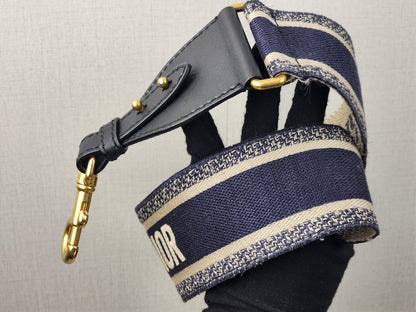 Dior Navy Oblique Mini Saddle with Strap (GHW)