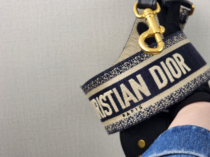 Dior Navy Oblique Mini Saddle with Strap (GHW)