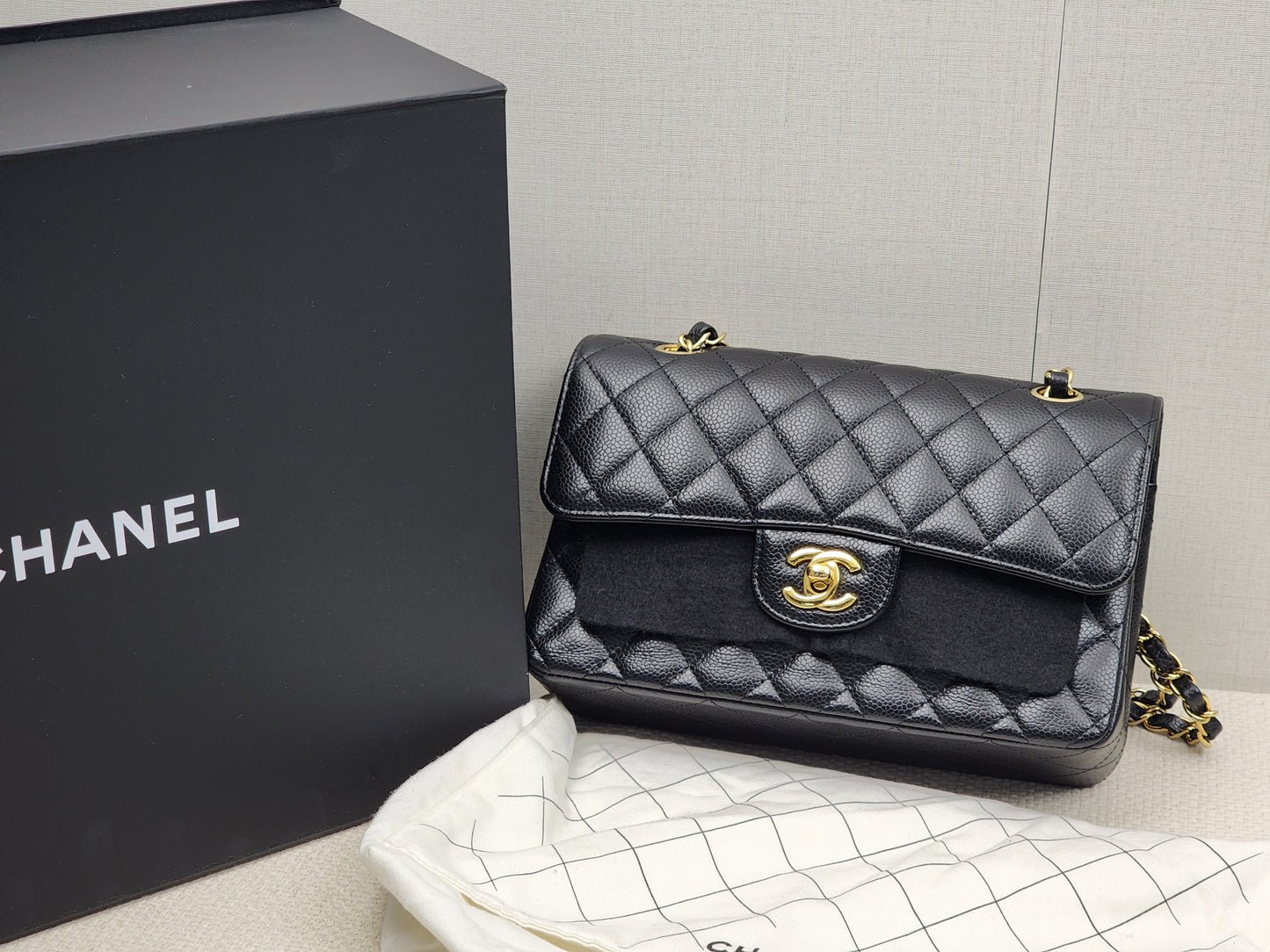 Chanel Black Caviar Small CF (GHW)