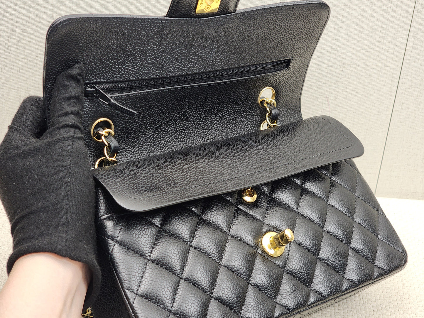 Chanel Black Caviar Small CF (GHW)