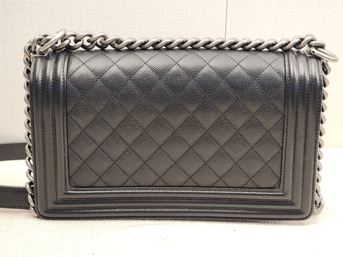 Chanel Black Caviar Old Medium Boy (RHW)