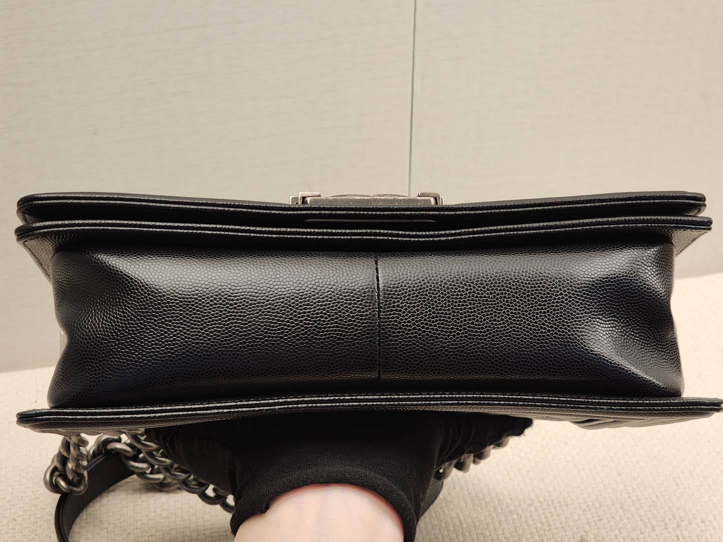 Chanel Black Caviar Old Medium Boy (RHW)