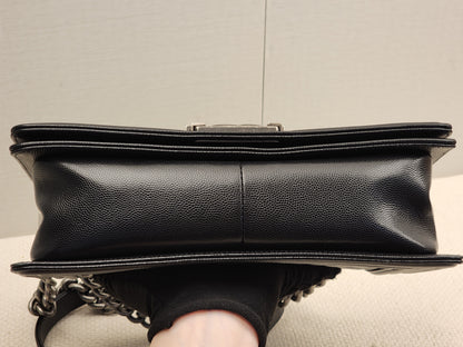 Chanel Black Caviar Old Medium Boy (RHW)