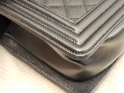 Chanel Black Caviar Old Medium Boy (RHW)