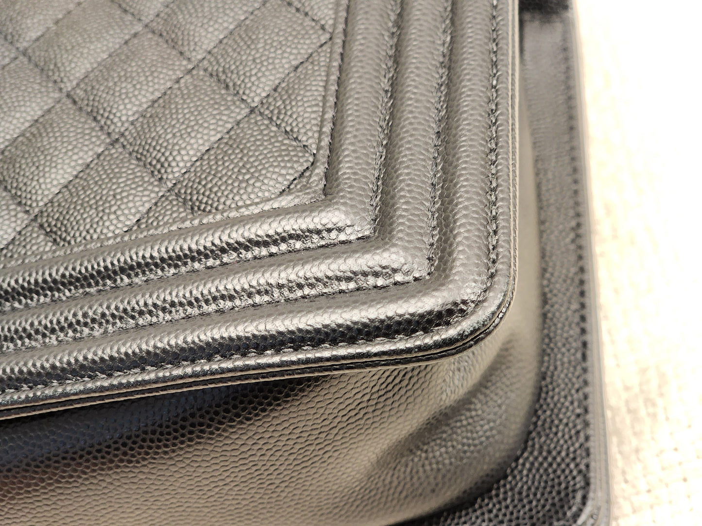 Chanel Black Caviar Old Medium Boy (RHW)