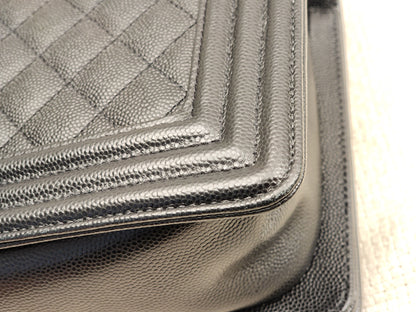 Chanel Black Caviar Old Medium Boy (RHW)